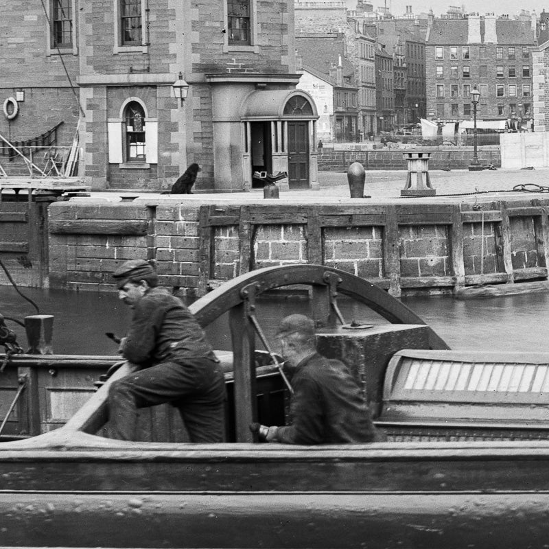 Dundee Docks with Sailing Ship and Barge