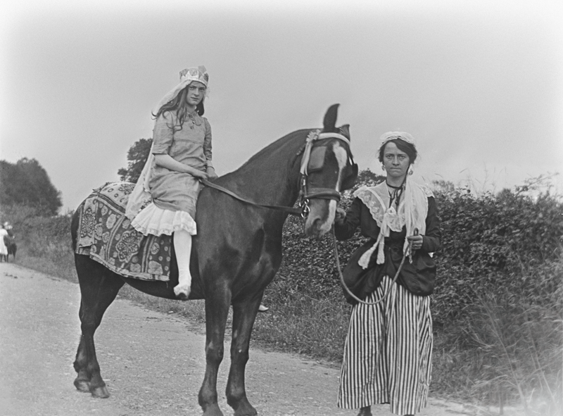 Horse Riding Girl in Queenly Garb