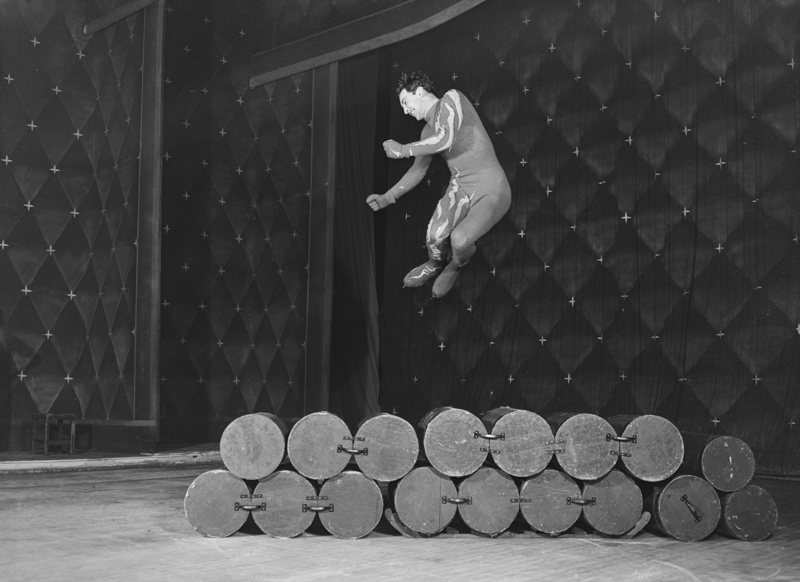 Buffalo Bill Circus Gymnast and Barrels