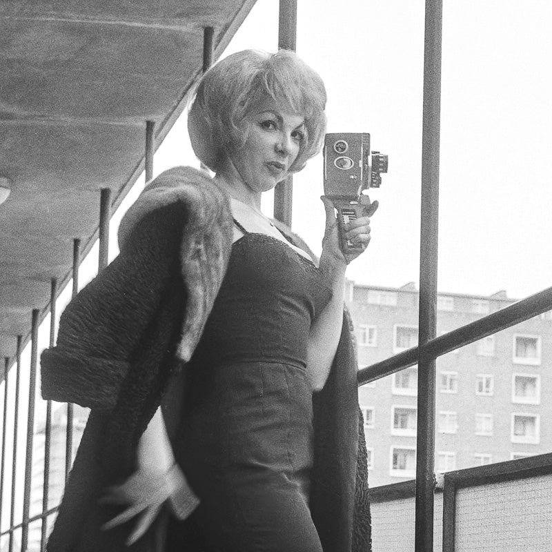Singer Glenda Leigh Poses with Cine Camera